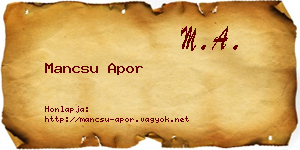 Mancsu Apor névjegykártya